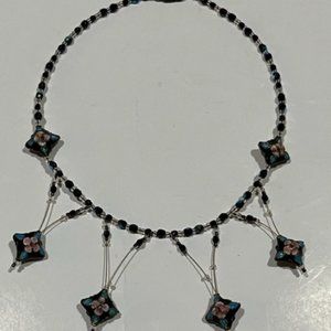 Vintage Enamel cloisonne beaded necklace choker